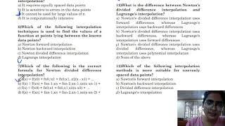 NUMERICAl ANALYSIS MCQ SET2 on interpolation questionss