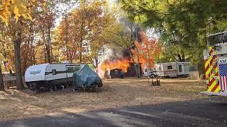 Camper fire at Woodhaven Lakes, Sublet IL