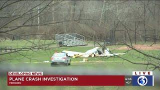 VIDEO: Investigators remain on plane crash scene in Meriden