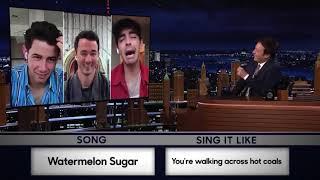 Joe Jonas singing Watermelon Sugar by Harry on Tonight Show with Jimmy Fallon [July - 2021]