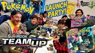 HUGE NEW POKEMON CARDS BOOSTER BOX BATTLE! THE BIGGEST TEAM UP LAUNCH PARTY AT PSYCHO TURTLE! Part 2