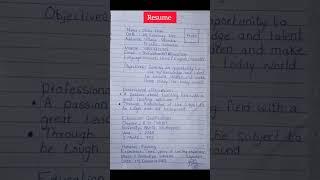 Resume For Teacher Job/For private and government teacher job #shorts #youtubeshorts #resume