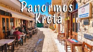 Panormos Kreta, Rethymno, walking tour 4K, vlog, Greece travel guide 2025
