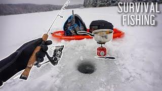 Eating ONLY What I Catch for 24 HOURS! (Survival Fishing) *Ice Fishing*