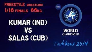 1/16 Finals - Freestyle Wrestling 86 kg - N KUMAR (IND) vs R SALAS (CUB) - Tashkent 2014