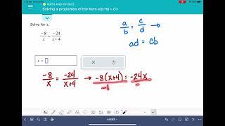 ALEKS: Solving a proportion of the form a/(x +b) = c/x