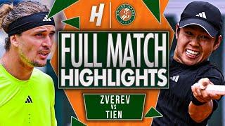Alexander Zverev vs Learner Tien - FULL Match Highlights | Roland Garros 2025