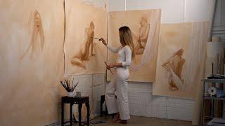 Finding the beauty in simplicity | Meditative oil painting process using just 1 color