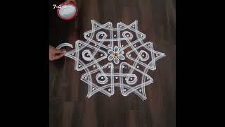 3 Simple and Beautiful Sikkukolam using 7-4 inter dots