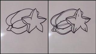 How to draw Star Fruit | Easy Star Fruit drawing