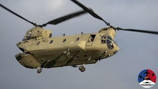 Low flying exercise RNLAF Boeing CH-47F Chinook at Arnhemse Heide