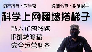 翻墙搭梯子科学上网搭建教程。安全运营网站必备。隐藏IP，隐私通道。拒绝VPN，拒绝躺平。正确的方法与安全的方式，月入过万从我做起