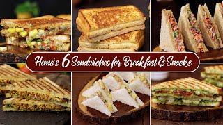 6 Unique Sandwich Combinations | Delicious Sandwich Recipes for Breakfast & Snacks | Bread Recipes