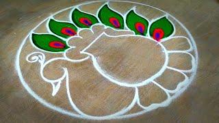 Pongal pot rangoli /sankranthi muggulu 2023/peacock rangoli/bhogi kundalu muggulu/amazing muggulu