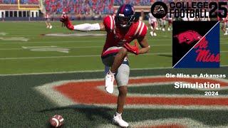 College Football 25 Ole Miss Rebels vs Arkansas Razorbacks Simulation 4K Full Game Play