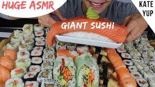 HUGE ASMR MUKBANG : KATE YUP VS 100 SUSHIS AND GIANT SUSHI !! SAVAGING !! SATISFYING