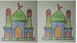 How to draw mosque || Mosque drawing with colour #mosquedrawing #art #drawing  @arifartcraft9044