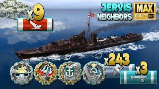 Destroyer Jervis: 9 ships destroyed on map Neighbors - World of Warships