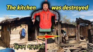 The old kitchen room was demolished || Start building a new kitchen room || New Nepali Village Vlog