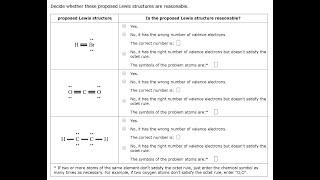 Decide whether these proposed Lewis structures are reasonable | Question Series 2nd | HomeworkLIB