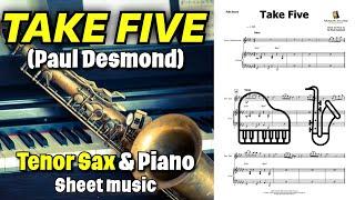 Take Five (Paul Desmond) | Tenor Sax & piano | Sheet music duet | Digital pdf download