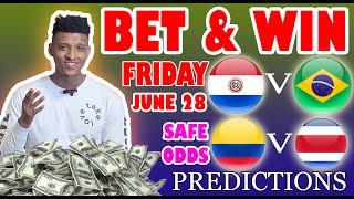 Football Prediction Today 28-06-2024 |  Betting tips Today | Safe investments | EURO | Copa America