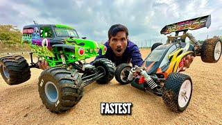 RC Axial SMT 10 Gravedigger Car Vs Flysky E9.5 Car Unboxing & Fight - Chatpat toy tv