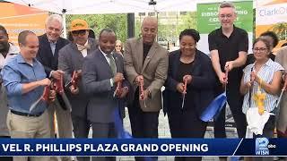 City of Milwaukee leaders celebrate grand opening of plaza honoring Milwaukee's "trailblazer" Vel…