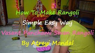 Rangoli - Vasant Panchami Rangoli | Swan Rangoli by Atreyi Mandal | How To Make Swan Lotus Rangoli