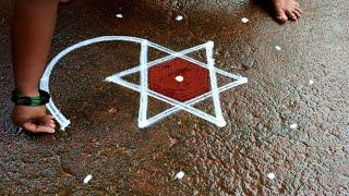 Newyear 2025 simple star kolam/5*3 sankranti chukala muggulu/Pongal special kolam/Super rangoli