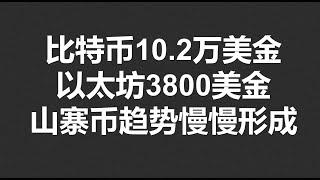 比特币10.2万美金，以太坊3800美金，山寨币趋势慢慢形成！#OKX2024|BTC|ETH|XRP|ARB|SOL|DOGE|DYDX|ENS|AR|SHIB|ATOM|ROSE行情分享