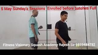 Squash drill exercises with back hand.