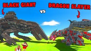 BLACK GIANT vs DRAGON SLAYER in BIG UNIT SERIES Animal Revolt Battle Simulator with SHINCHAN CHOP