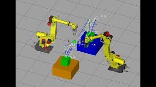 FANUC Roboguide - How to create/pick/place a part on Roboguide using 2 robots?