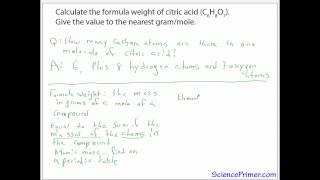 Example calculation of formula weight