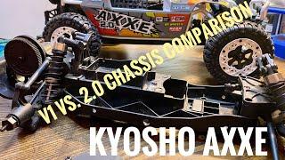 Kyosho Axxe V1 vs. 2.0 chassis comparison!