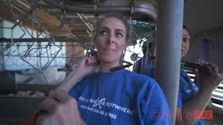 Animal rights activists lock down to a duck slaughterhouse