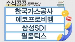 [종목상담 주식콜콜] 한국가스공사, 에코프로비엠, 삼성SDI, 필옵틱스 │ 김선윤 전문가