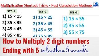 How to Multiply any 2 digit numbers ending with 5 -Quicker Maths | Multiplication Shortcut Tricks-1