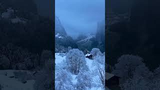 First snowfall #lauterbrunnen #youtubeshorts #switzerland #shorts #nature #travel #trainride #winter