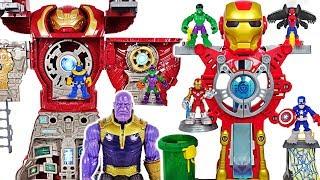 Avengers Iron Man Headquarters vs Hulkbuster Ultimate transform HQ, Thanos! #DuDuPopTOY