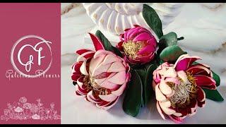 Video Tutorial "Leather King Protea"Trailer#kingprotea#flowermakingtutorial#leatherflower#millinery