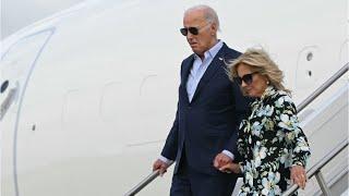‘Elder abuse’: Joe Biden escorted down Air Force One stairs by Jill Biden