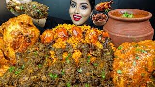 ASMR Eating Spicy Hyderabadi Chicken Biryani,Pot Chicken Curry,Rice Big Bites ASMR Eating Mukbang