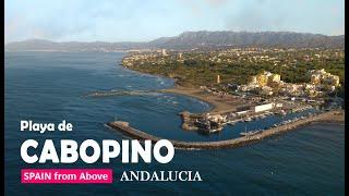 CABOPINO Beach, Costa del Sol, Andalusia, SPAIN Beach [4K] - Aerial cinematic