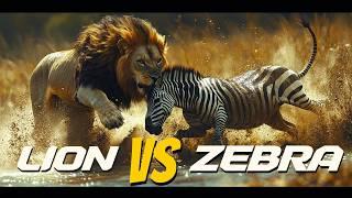 Lion’s Epic Chase for Survival!  The Hunt for the Zebra Begins