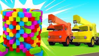 Helper Cars cartoons for kids & a big tower. Tow trucks & a crane truck for kids.