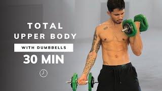 30 MIN UPPER BODY WORKOUT - Back, Arms, Chest & ABS - Tone and Build Strength With Weights