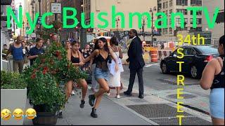 Bushman goes to 34 th street, hilarious!! Bushman prank reactions!!!