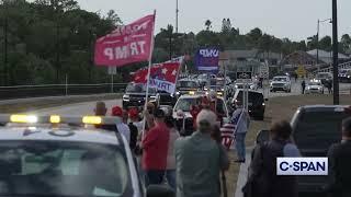 Trump supporters along motorcade route Mar-a-Lago after return from NYSE stock exchange (12-12-2024)